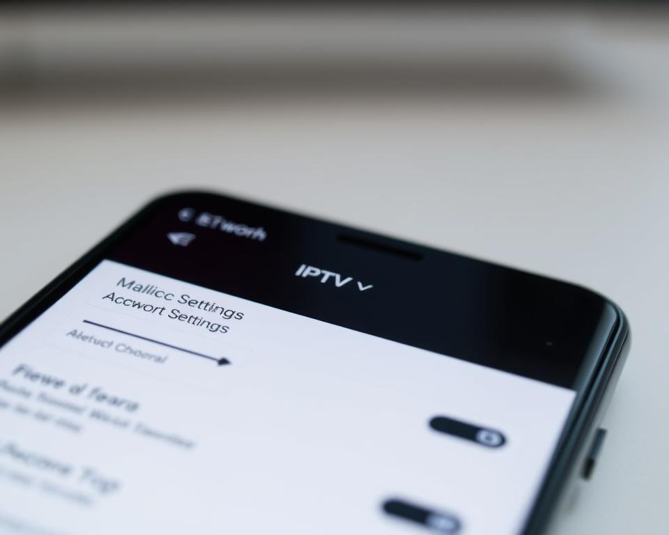 A close-up view of a modern Android smartphone screen, displaying the settings menu for a majestic IPTV service. The foreground features the crisp, detailed UI elements of the configuration options, including network settings, account login fields, and various IPTV-specific controls. The middle ground showcases the sleek, minimalist design of the Android interface, with subtle shadows and highlights accentuating the depth. The background is softly blurred, providing a sense of depth and focus on the central task at hand. The overall mood is one of technological proficiency and intuitive user experience, setting the stage for seamless IPTV integration on the Android platform. A close-up view of a modern Android smartphone screen, displaying the settings menu for a majestic IPTV service. The foreground features the crisp, detailed UI elements of the configuration options, including network settings, account login fields, and various IPTV-specific controls. The middle ground showcases the sleek, minimalist design of the Android interface, with subtle shadows and highlights accentuating the depth. The background is softly blurred, providing a sense of depth and focus on the central task at hand. The overall mood is one of technological proficiency and intuitive user experience, setting the stage for seamless IPTV integration on the Android platform.