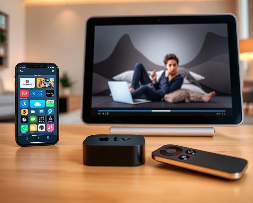 A detailed tutorial on installing IPTVX on Apple devices, including an iPhone displaying the IPTVX interface, an iPad showcasing the video player, and an Apple TV remote in the foreground. The scene is set in a modern, minimalist home environment with warm lighting and a clean, uncluttered aesthetic. The composition emphasizes the seamless integration of IPTVX across the Apple ecosystem, creating a visually appealing and informative representation of the installation process. A detailed tutorial on installing IPTVX on Apple devices, including an iPhone displaying the IPTVX interface, an iPad showcasing the video player, and an Apple TV remote in the foreground. The scene is set in a modern, minimalist home environment with warm lighting and a clean, uncluttered aesthetic. The composition emphasizes the seamless integration of IPTVX across the Apple ecosystem, creating a visually appealing and informative representation of the installation process.