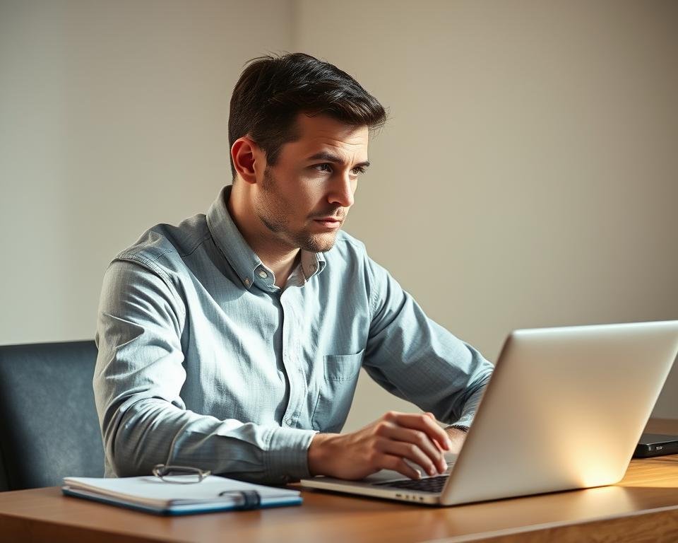 A serene and thoughtful man sitting at a desk, contemplating solutions to IPTV issues. The desk is neatly organized, with a laptop, notepad, and a cup of coffee. The man is wearing a casual button-down shirt and is deep in thought, his brow furrowed as he considers the problem at hand. The lighting is soft and natural, creating a warm and contemplative atmosphere. The background is blurred, allowing the focus to remain on the man and his task. The overall scene conveys a sense of concentration and problem-solving, capturing the essence of "Résolution des Problèmes Courants" in the IPTV context. A serene and thoughtful man sitting at a desk, contemplating solutions to IPTV issues. The desk is neatly organized, with a laptop, notepad, and a cup of coffee. The man is wearing a casual button-down shirt and is deep in thought, his brow furrowed as he considers the problem at hand. The lighting is soft and natural, creating a warm and contemplative atmosphere. The background is blurred, allowing the focus to remain on the man and his task. The overall scene conveys a sense of concentration and problem-solving, capturing the essence of "Résolution des Problèmes Courants" in the IPTV context.