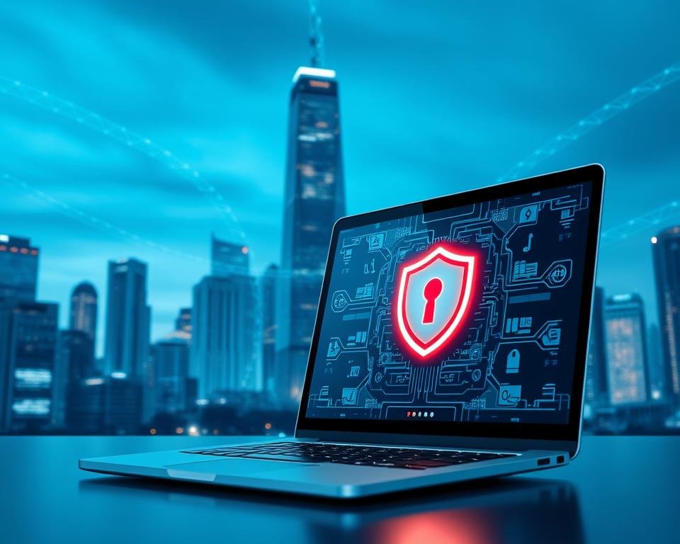 A serene digital cityscape bathed in cool blue hues, with a towering skyscraper at the center, its windows glowing with a sense of security and privacy. In the foreground, a laptop screen displays a secure IPTV interface, the user's data protected by a sleek, futuristic security panel. The background features wispy data streams and encrypted networks, conveying the importance of safeguarding one's online activities. The scene is lit by a soft, ambient light, creating a sense of tranquility and trust in the digital realm. A serene digital cityscape bathed in cool blue hues, with a towering skyscraper at the center, its windows glowing with a sense of security and privacy. In the foreground, a laptop screen displays a secure IPTV interface, the user's data protected by a sleek, futuristic security panel. The background features wispy data streams and encrypted networks, conveying the importance of safeguarding one's online activities. The scene is lit by a soft, ambient light, creating a sense of tranquility and trust in the digital realm.