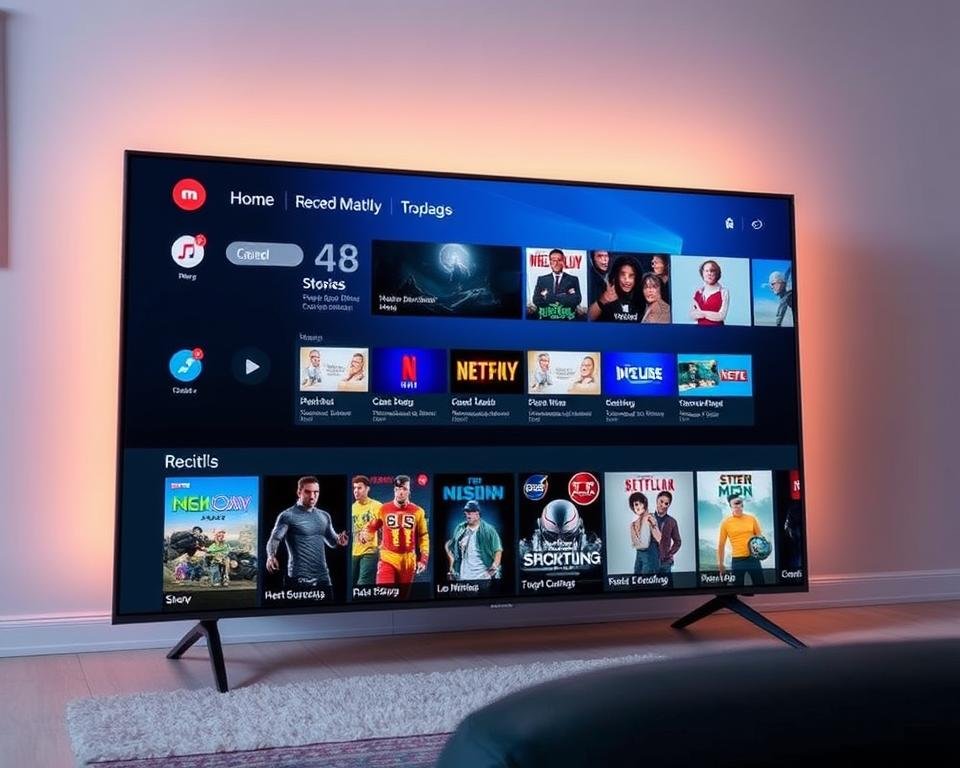 A sleek, modern electronic program guide displayed on a high-definition television screen. The foreground features an intuitive user interface with clean lines, colorful icons, and neatly organized channel listings. The middle ground showcases a selection of popular TV shows and movies, their thumbnails and descriptions prominently featured. In the background, a subtle gradient creates a sense of depth, complemented by a warm, atmospheric lighting that casts a gentle glow across the scene. The overall aesthetic is polished, visually appealing, and reflective of the high-quality IPTV experience the article describes. A sleek, modern electronic program guide displayed on a high-definition television screen. The foreground features an intuitive user interface with clean lines, colorful icons, and neatly organized channel listings. The middle ground showcases a selection of popular TV shows and movies, their thumbnails and descriptions prominently featured. In the background, a subtle gradient creates a sense of depth, complemented by a warm, atmospheric lighting that casts a gentle glow across the scene. The overall aesthetic is polished, visually appealing, and reflective of the high-quality IPTV experience the article describes.